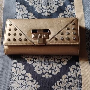 Elegant Gold Studded Women's Wallet
